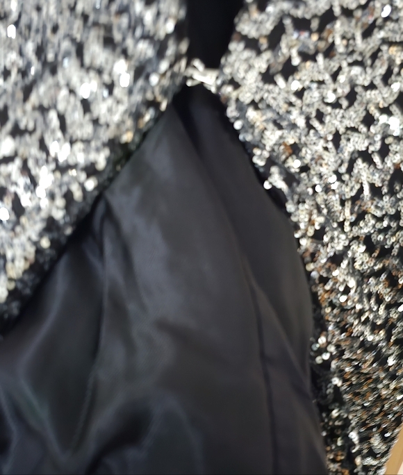 ZARA SEQUIN COLLARLESS BLAZER - Picture 9 of 14